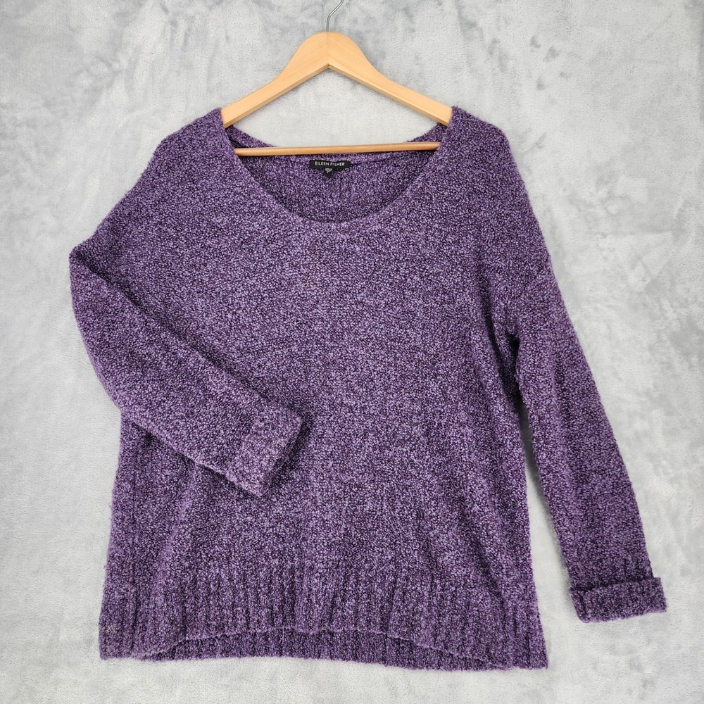 Eileen Fisher Sweater Womens Small Merino Wool Cashmere Boucle Texture Pullover